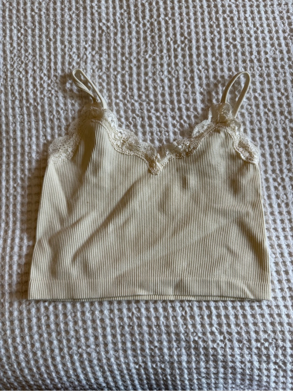 Target Cream Lace Trim Ribbed Tank Top